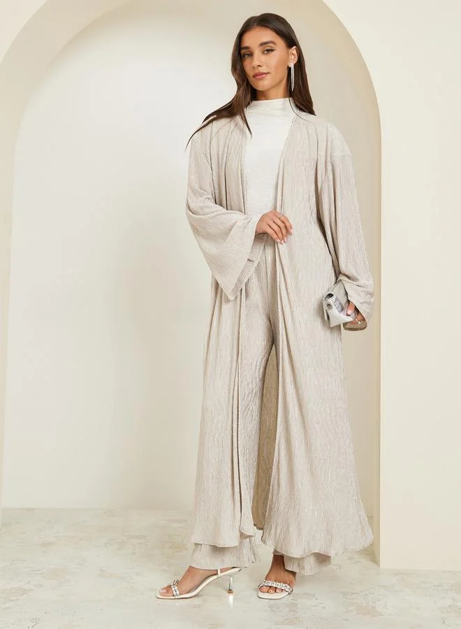 Styli  Women Regular Fit Plisse Maxi Kimono for Women | Best Price UAE